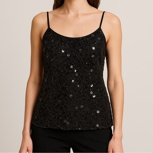 Bandolera Black Sequin Lace Camisole Top Evening Party Womens Large